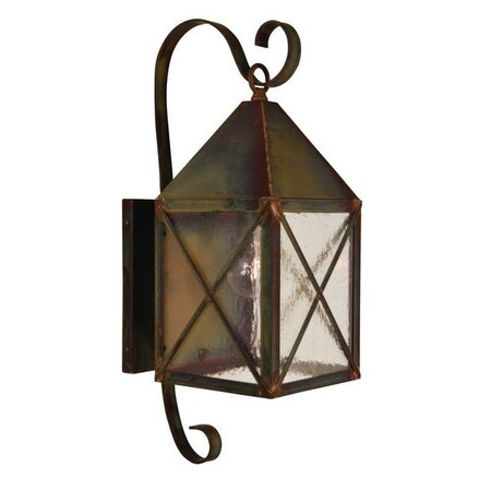 Arroyo Craftsman 6" Nottingham Wall Mount, Raw Copper, Amber Mica Glass NOB-6M-RC